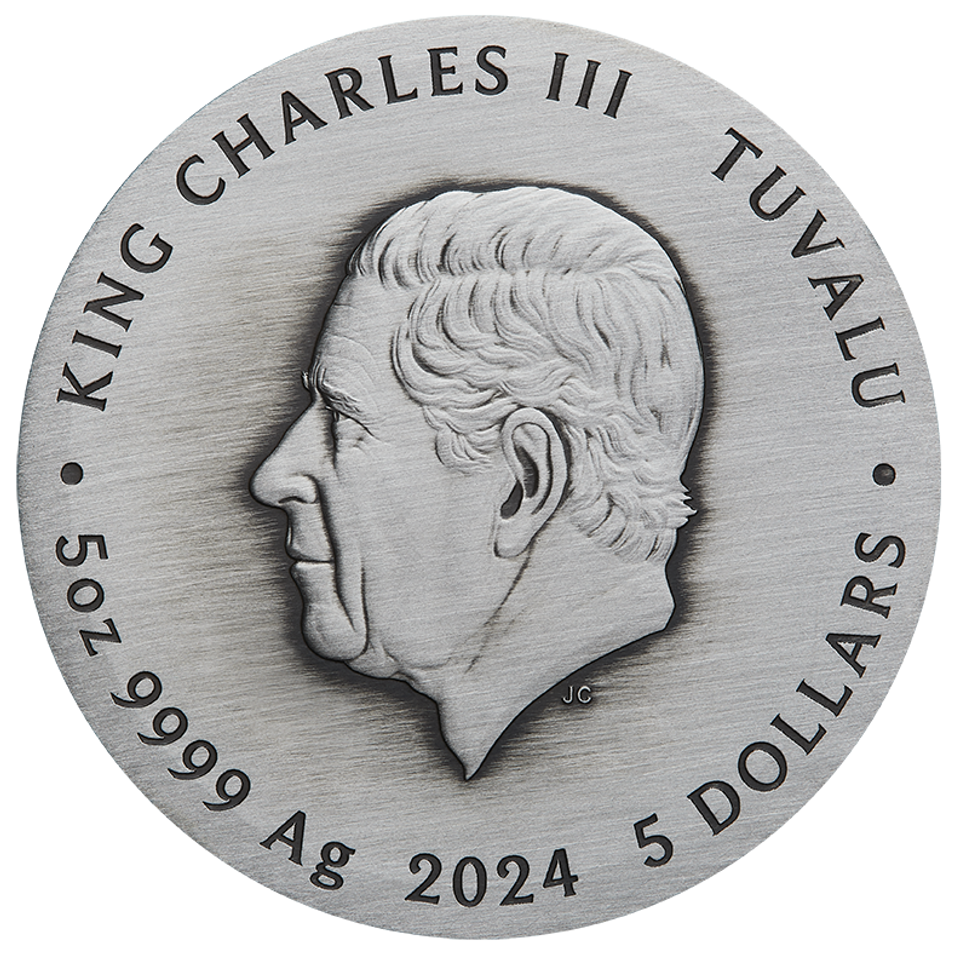 Tuvalu 2024 $5 Ancient Chinese Inventions 5oz Silver Coloured Antiqued Coin