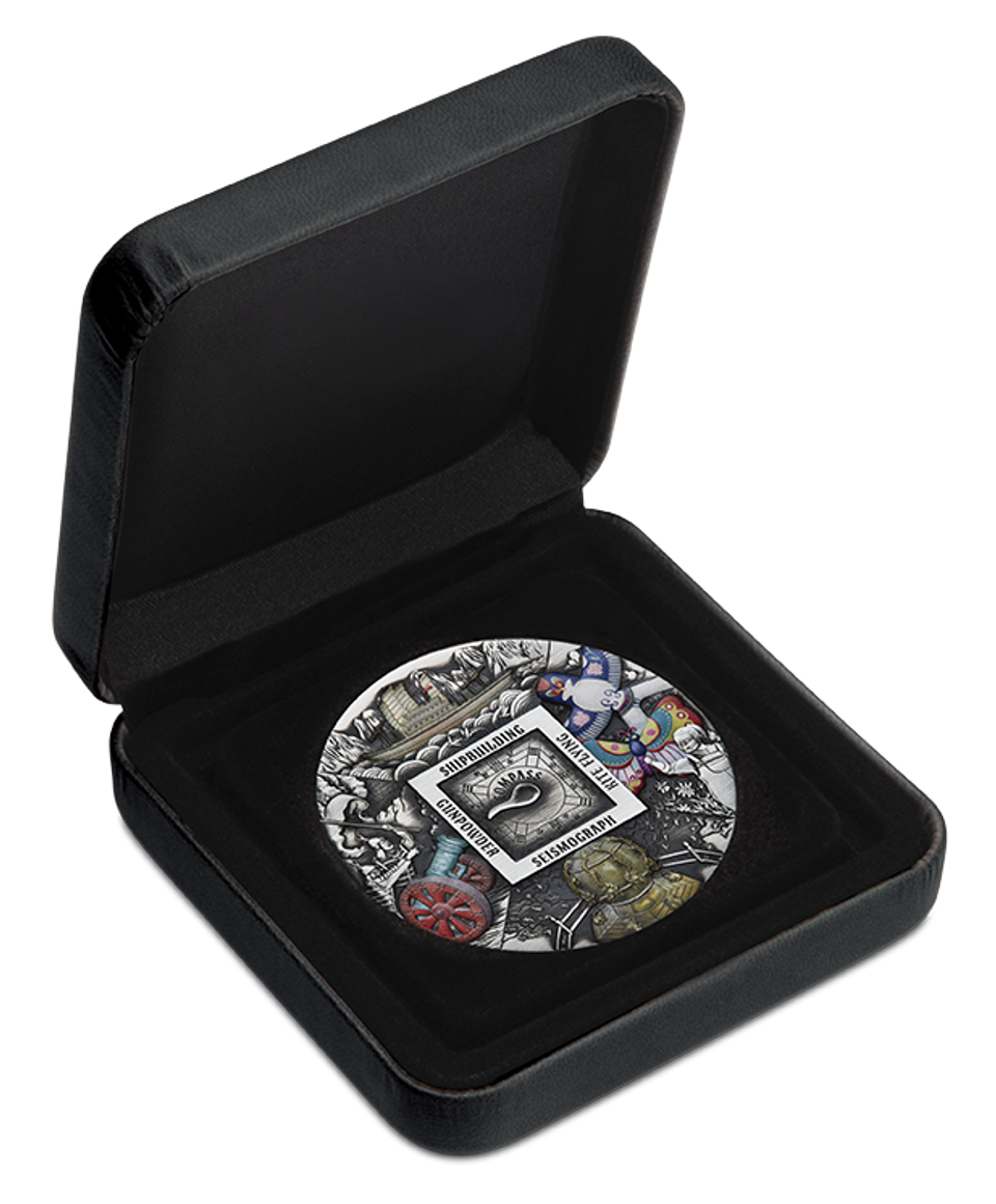 Tuvalu 2024 $5 Ancient Chinese Inventions 5oz Silver Coloured Antiqued Coin