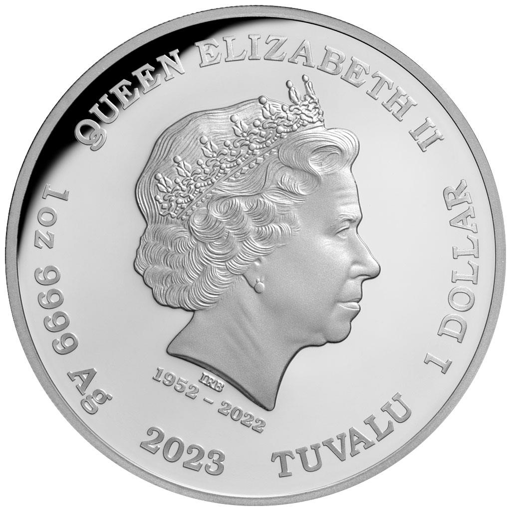 Tuvalu 2023 $1 Aurora Borealis 1oz Silver Coloured Proof Coin