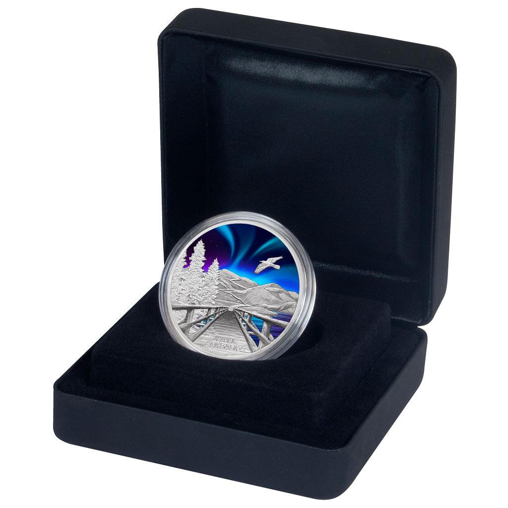 Tuvalu 2023 $1 Aurora Borealis 1oz Silver Coloured Proof Coin