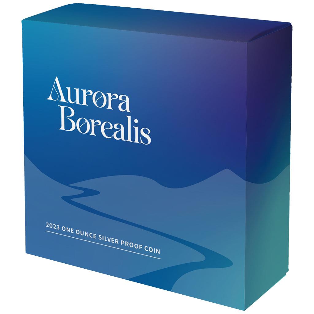 Tuvalu 2023 $1 Aurora Borealis 1oz Silver Coloured Proof Coin