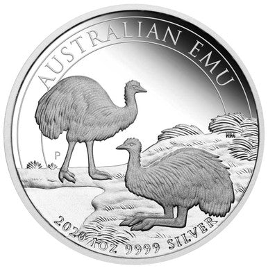 2020 $1 Australian Emu 1oz Silver BU Coin