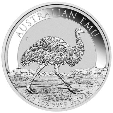 2018 $1 Australian Emu 1oz Silver BU Coin