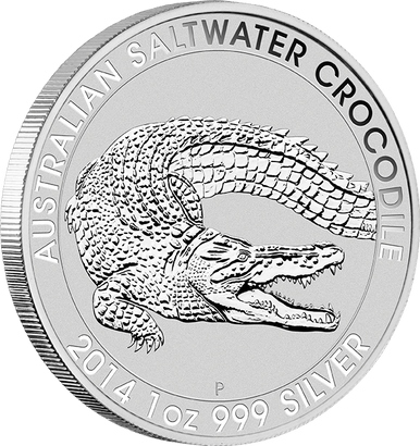 2014 $1 Australian Saltwater Crocodile 1oz Silver BU Coin