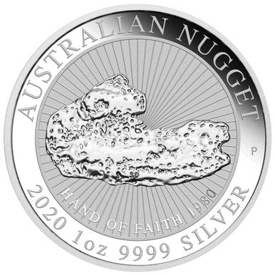2020 $1 Australian Nugget Hand of Faith 1oz Silver BU Coin