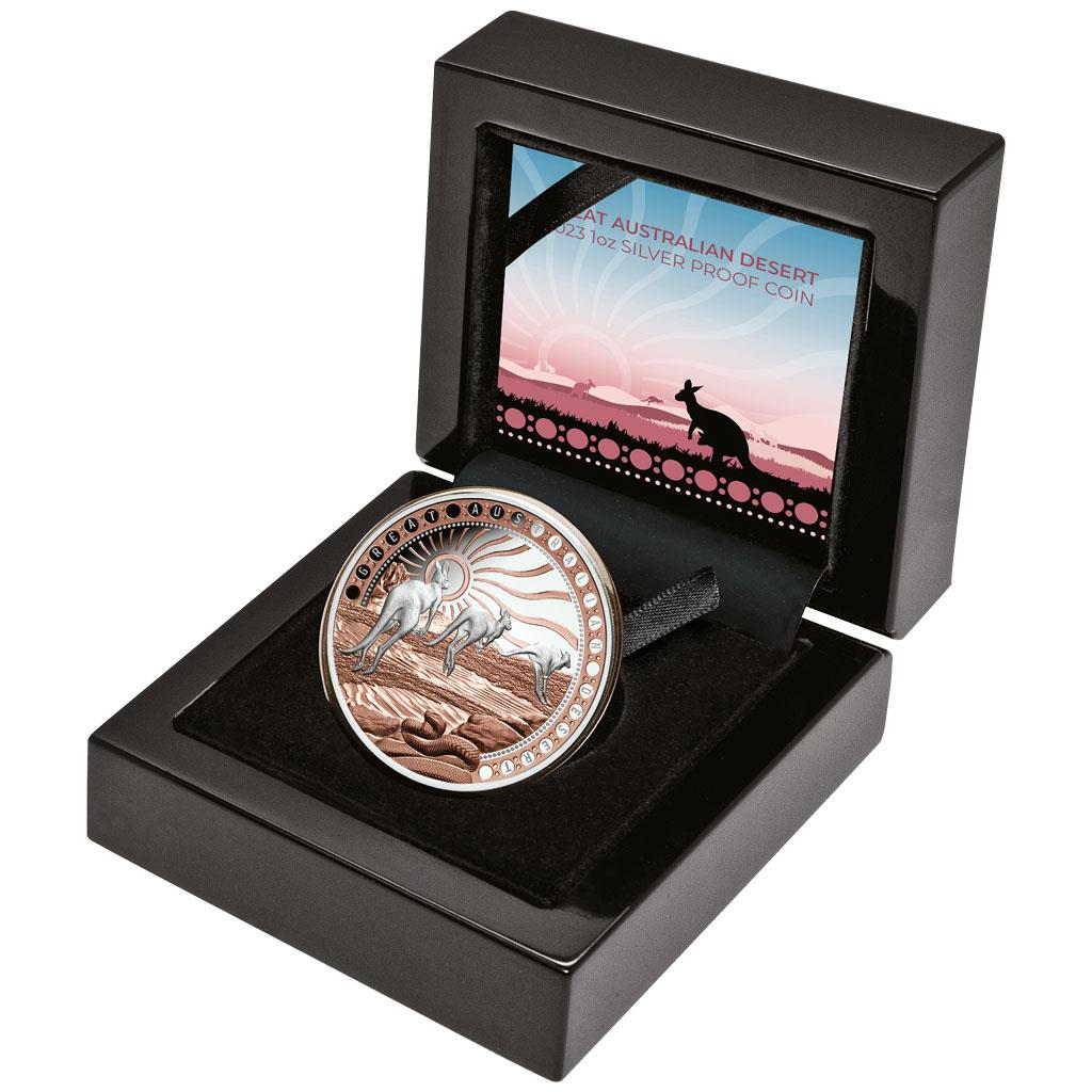 Niue 2023 $1 Great Australian Desert Selectively Rose Gold Plated 1oz Silver Proof Coin