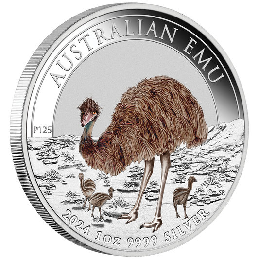 2024 $1 Australian Emu 1oz Silver Coloured Coin