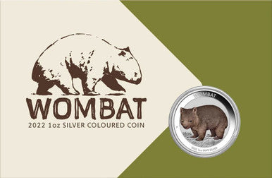 2022 $1 Australian Wombat 1oz Silver Coloured BU Coin
