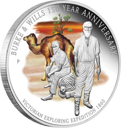 2010 $1 Burke & Wills 150 Year Anniversary 1oz Silver Coloured Proof Coin