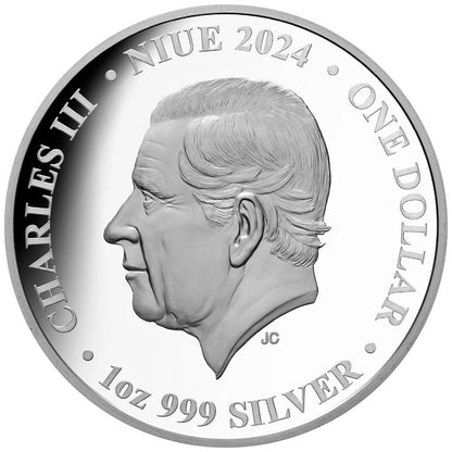 Niue 2024 $1 Australian Baby Animals Dingo 1oz Silver Coloured Proof Coin
