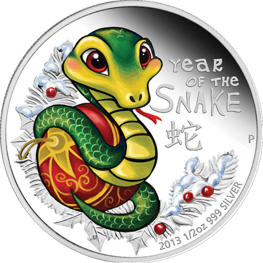 Tuvalu 2013 50c Lunar Baby Year of The Snake 1/2oz Silver Coloured Proof Coin