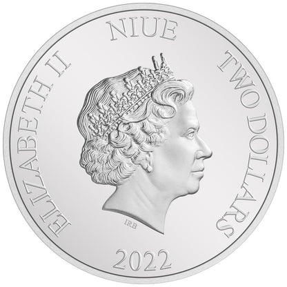Niue 2022 $2 Disney 80 Years of Bambi & Flower 1oz Silver Coloured Proof Coin