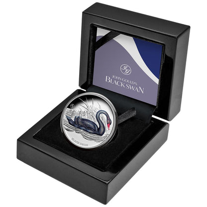 Niue 2024 $1 Black Swan with 'JG' Privy Mark 1oz Silver Coloured Proof Coin