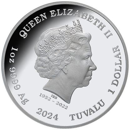 Tuvalu 2024 $1 Deadly and Dangerous Bluebottle 1oz Silver Coloured Proof Coin