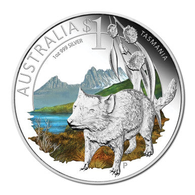 2010 $1 Celebrate Australia Tasmania 1oz Silver Coloured Proof Coin