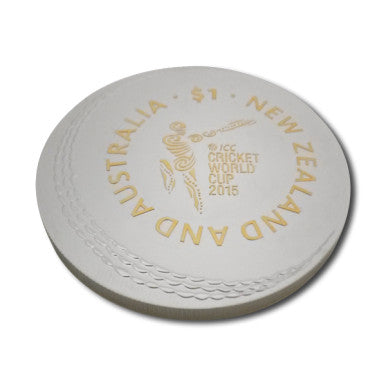 NZ 2015 $1 Australia and New Zealand ICC Cricket World Cup Selectively Gold Plated 1oz Silver Proof Coin