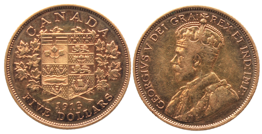 Canada, 1913 Five Dollars aVF