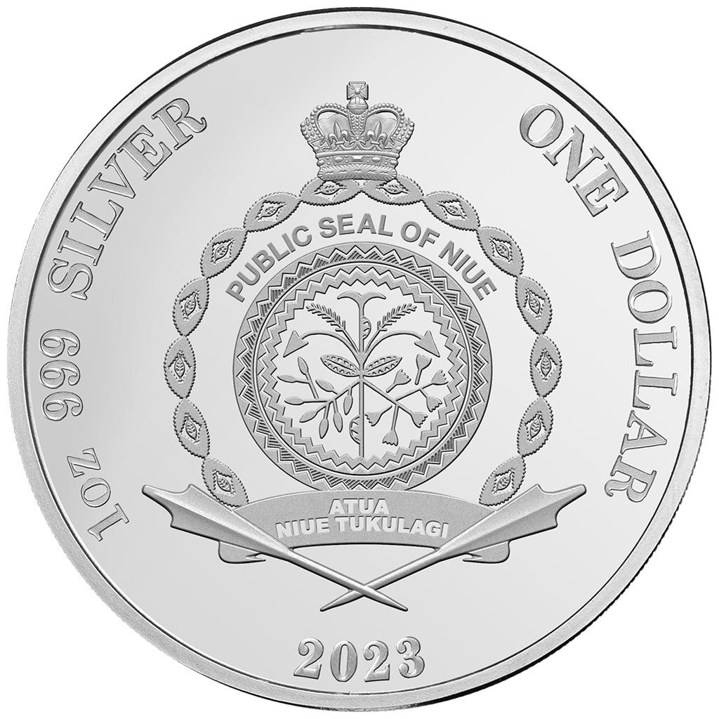 Niue 2023 $1 Captain James Cook First Antarctic Crossing 250th Anniversary 1oz Silver Coloured Proof Coin