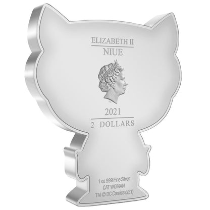 Niue 2021 $2 Chibi DC Comics Catwoman Shaped 1oz Silver Proof Coin