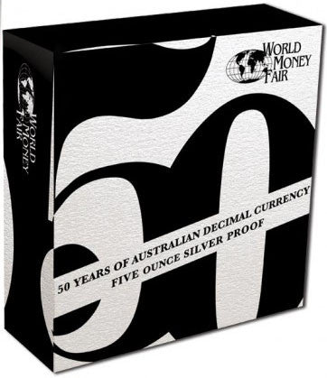 Niue 2016 $10 WMF 50 Years of Australian Decimal Currency Selectively Gold Plated 5oz Silver Proof Coin