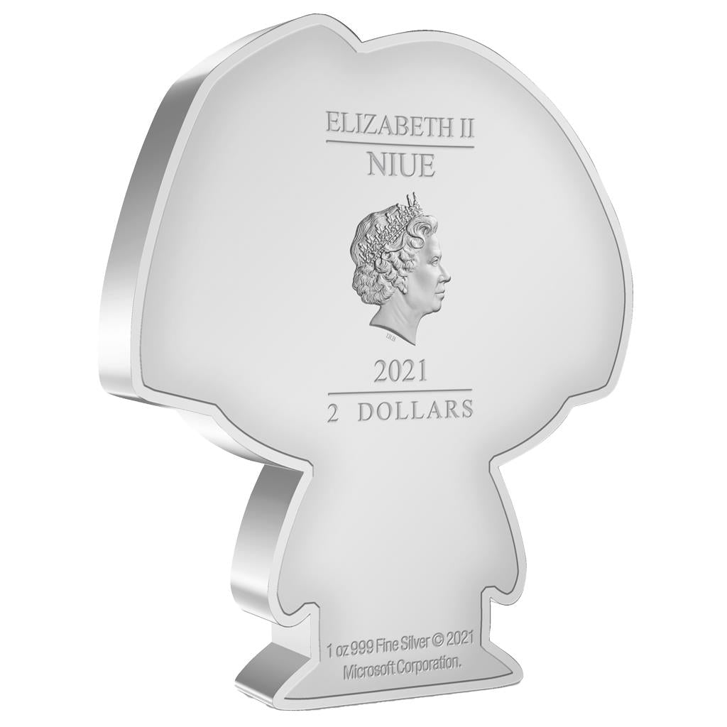 Niue 2021 $2 Chibi Halo Celebrating 20 Years Cortana Shaped 1oz Silver Proof Coin