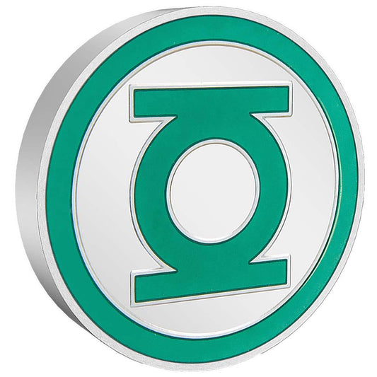 Niue 2021 $2 DC Comics Green Lantern Logo Shaped 1oz Silver Coloured Proof Coin