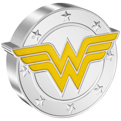 Niue 2022 $2 DC Comics Logo Wonder Woman 1oz Silver Coloured Shaped Proof Coin