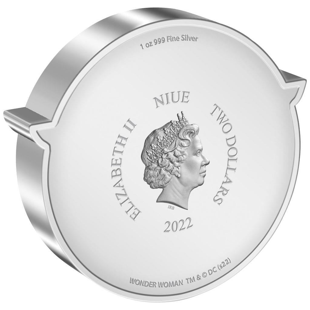 Niue 2022 $2 DC Comics Logo Wonder Woman 1oz Silver Coloured Shaped Proof Coin