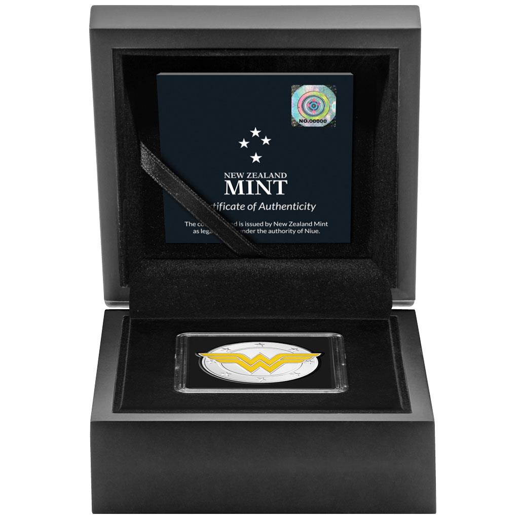Niue 2022 $2 DC Comics Logo Wonder Woman 1oz Silver Coloured Shaped Proof Coin