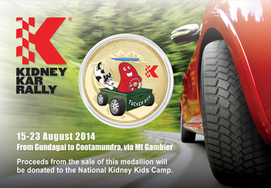 2014 Kidney Health Australia Kar Rally Gundagai To Cootamundra via Mt Gambier Coloured Medallion