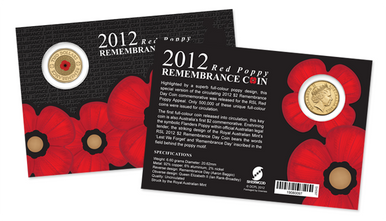 2012 $2 Remembrance Red Poppy Coloured Uncirculated Coin