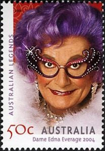 2006 50th Anniversary of Barry Humpheries as Dame Edna Everage 1oz Silver Coloured Proof Coin and Stamp Set