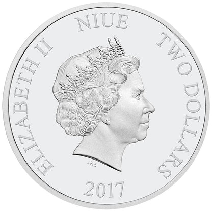 Niue 2017 $2 Mickey Through The Ages Delayed Date 1oz Silver Coloured Proof Coin
