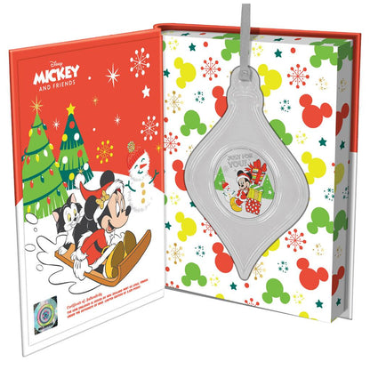 Niue 2021 $2 Disney Mickey and Friends Merry Christmas 1oz Silver Coloured Proof Coin