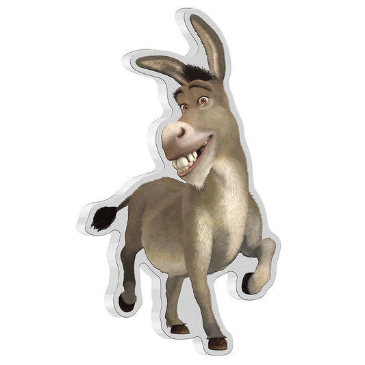 Niue 2021 $2 Shrek 20th Anniversary Donkey 1oz Silver Coloured Shaped Proof Coin