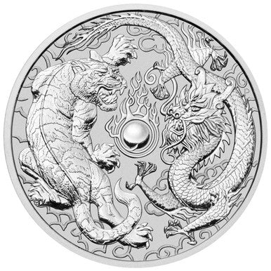 2018 $1 Mythical Creatures Dragon & Tiger 1oz Silver BU Coin