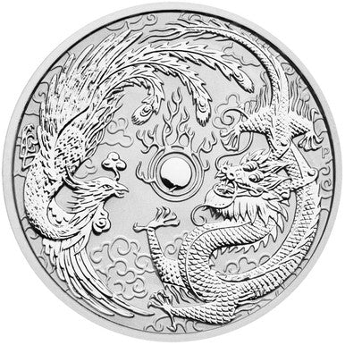 2017 $1 Mythical Creatures Dragon & Phoenix 1oz Silver BU Coin