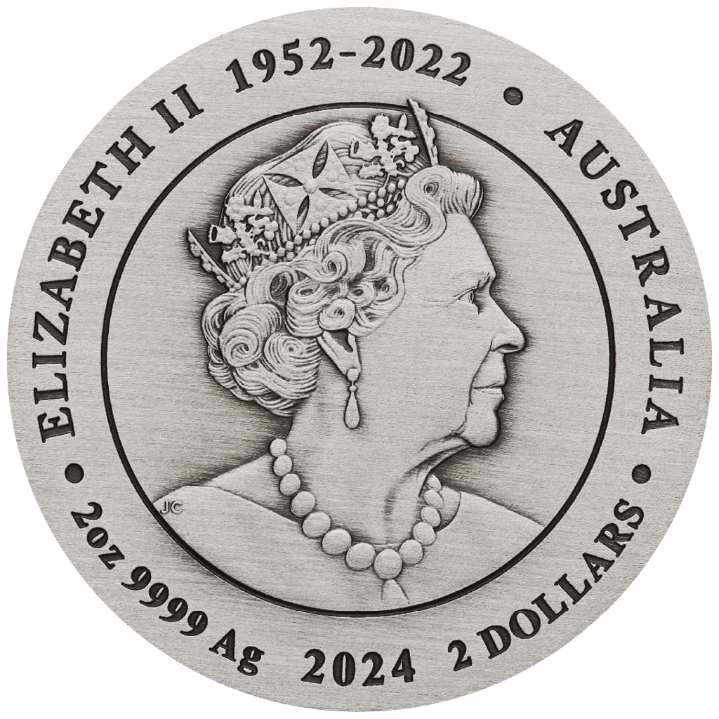 2024 $2 Lunar Year of The Dragon 2oz Silver Antiqued Coin