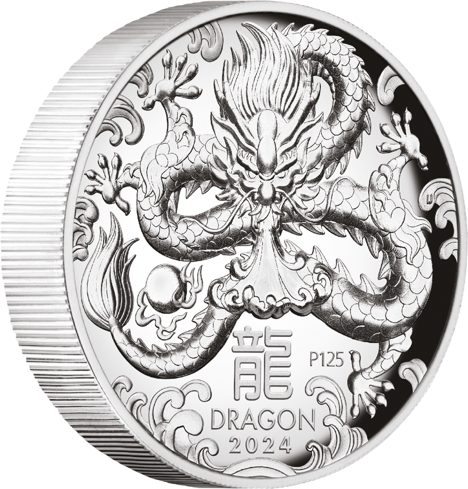 2024 $1 Lunar Year of The Dragon 1oz Silver High Relief Proof Coin