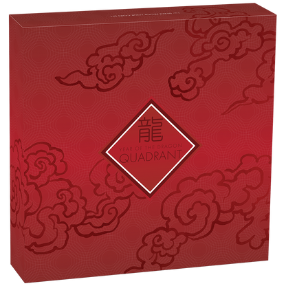 Tuvalu 2024 $1 Lunar Year of The Dragon 1oz Silver Coloured Proof 4 Quadrant Coin Set
