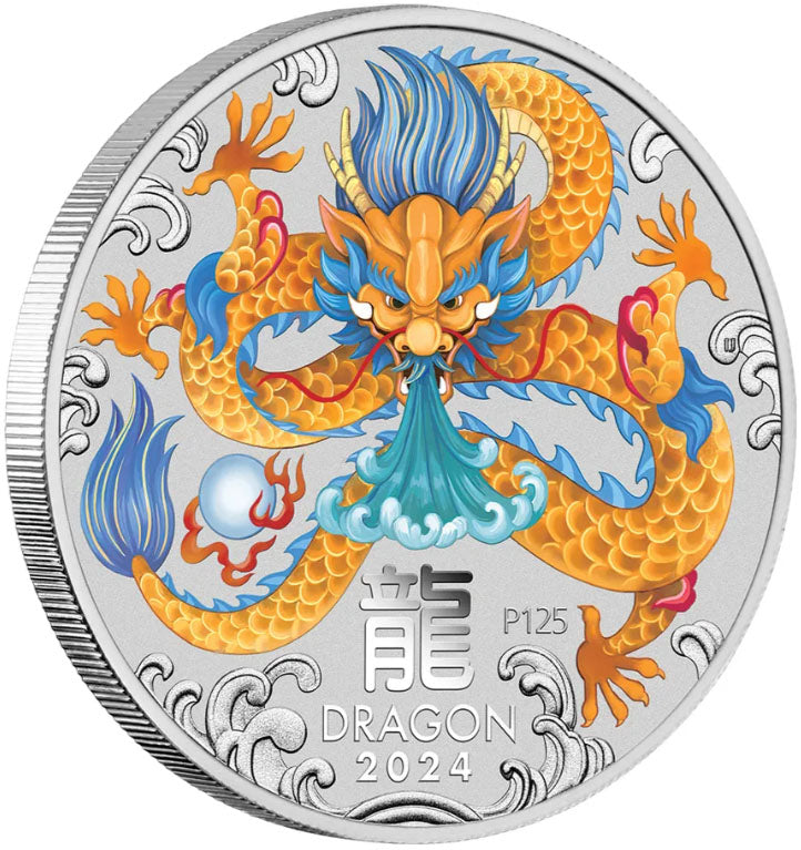 2024 25c ANDA Melbourne Lunar Year of The Dragon 1/4oz Silver Coloured Uncirculated Coin