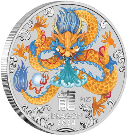 2024 25c ANDA Melbourne Lunar Year of The Dragon 1/4oz Silver Coloured Uncirculated Coin