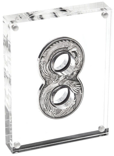 2020 $2 Figure 8 Dragon & Phoenix 2oz Silver Antiqued Coin