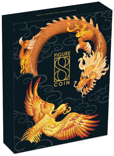 2020 $2 Figure 8 Dragon & Phoenix 2oz Silver Antiqued Coin