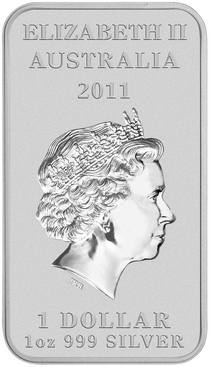 2011 $1 Dreaming Platypus 1oz Silver Rectangle Shaped Coin