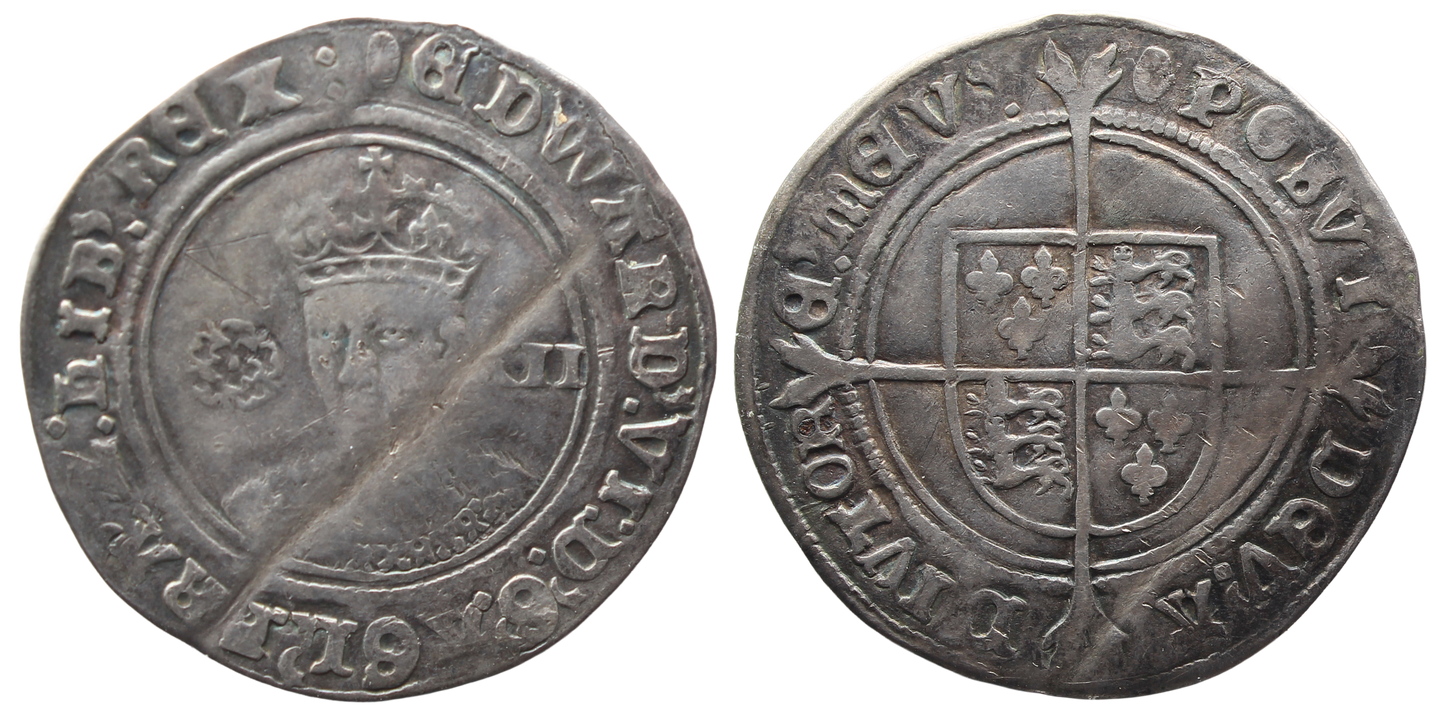 England Edward VI 1547-1553 Shilling aVF Bent flan