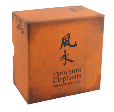 Niue 2015 $2 Feng Shui Elephants 1oz Silver Coloured Proof Coin