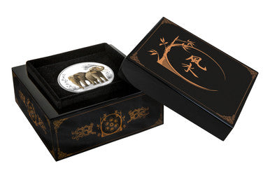 Niue 2015 $2 Feng Shui Elephants 1oz Silver Coloured Proof Coin