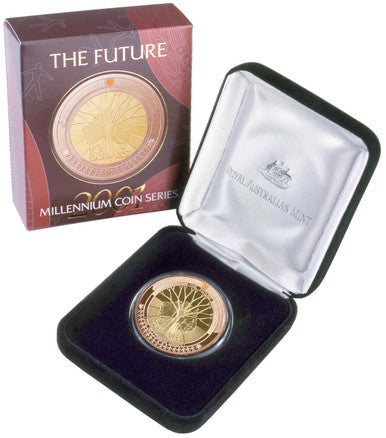 2001 $10 Millennium The Future Selectively Gold Plated 1oz Silver Proof Coin