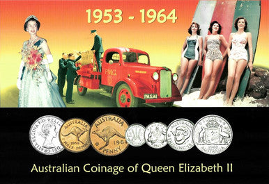 1953 Australian Coinage of Queen Elizabeth II Pre Decimal 6 Coin Year Set